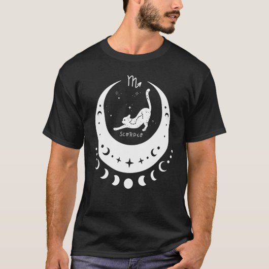 Zodiac Scorpio Horoskop Astrologie Signatur Katze  T-Shirt (Vorderseite)