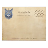 Zodiac Sign Aquarius + Celestial Cat Notepad Notizblock (Vorderseite)