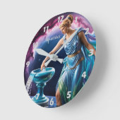 Zodiac Sign Aquarius Der Wasserträger | Göttin Runde Wanduhr (Winkel)