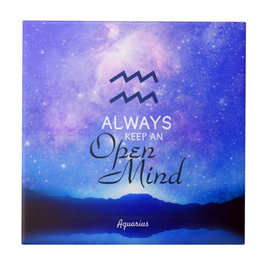 Zodiac Sign Aquarius Dreamy Star Sky Quote Fliese (Vorderseite)
