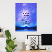 Zodiac Sign Aquarius Dreamy Star Sky Quote Poster (Heimbüro)