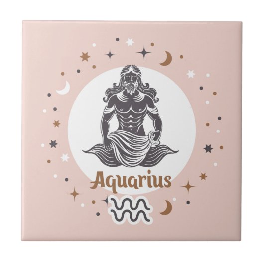 Zodiac Sign Aquarius Fliese (Vorderseite)