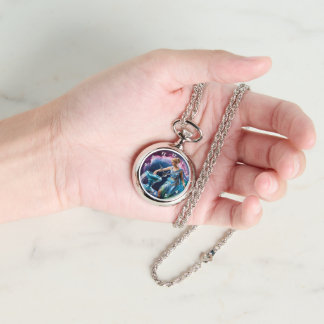 Zodiac Sign Aquarius Goddess Silver Necklace Watch Armbanduhr