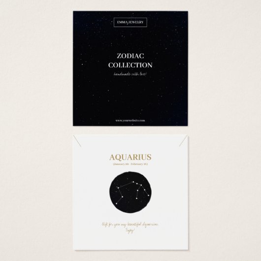 Zodiac Sign Aquarius Juwelier Display Card (Vorne & Hinten)
