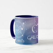 Zodiac Sign AQUARIUS Lila Blue Name Monogramm Tasse (Vorderseite Links)