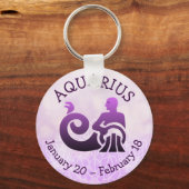 Zodiac Sign Aquarius Lila Horoskop Astrologie Schlüsselanhänger (Vorderseite)