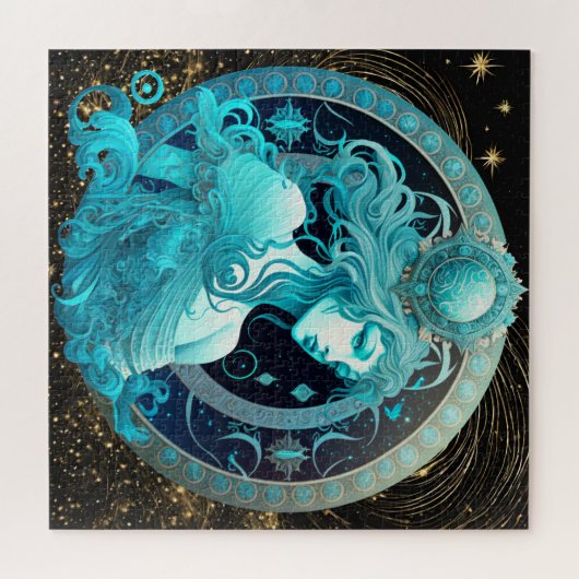 Zodiac Sign Aquarius Puzzle, 20"x20" 676 Stk. Puzzle (Horizontal)