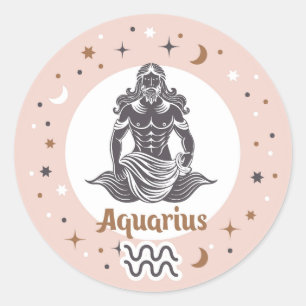 Zodiac Sign Aquarius Runder Aufkleber