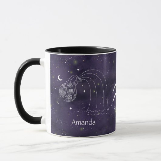 Zodiac Sign Aquarius Wasserfarbe Anpassbare Tasse (Links)