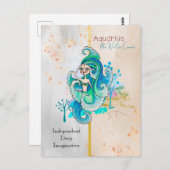 Zodiac Sign Aquarius Water Carrier Whimsical Girl Postkarte (Vorne/Hinten)