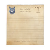 Zodiac Sign Aries & Celestial Cat Notepad Notizblock (Vorderseite)