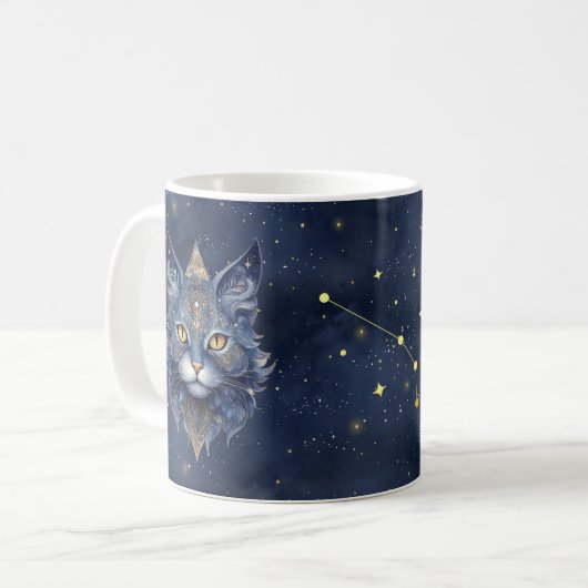 Zodiac Sign Aries & Celestial Cat Tasse (Vorderseite Links)