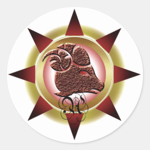 Zodiac Sign Aries Designgeschenk Runder Aufkleber