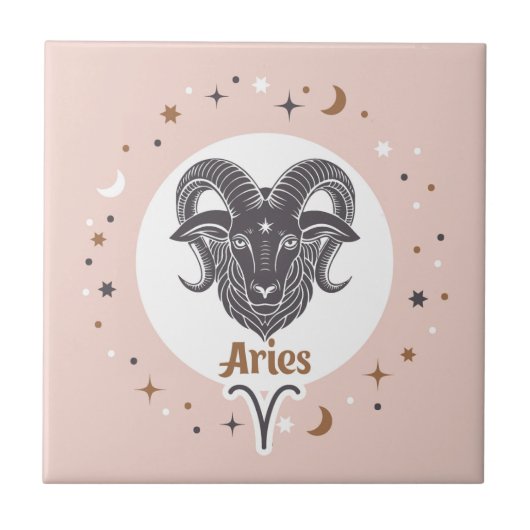 Zodiac Sign Aries Fliese (Vorderseite)