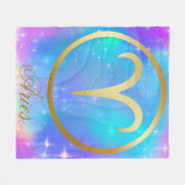 Zodiac Sign Aries Gold auf farbenprächtigem Hinter Fleecedecke (Vorderseite (Horizontal))