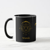 Zodiac Sign Aries Golden Yellow Anpassbare Tasse (Links)
