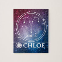 Zodiac Sign ARIES Lila Night Sky Stars Name