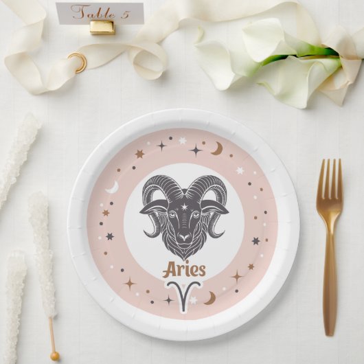 Zodiac Sign Aries Pappteller (Hochzeit)