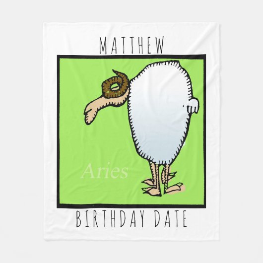 Zodiac Sign Aries Personalisiert Geburtstagsblanke Fleecedecke (Vorderseite)