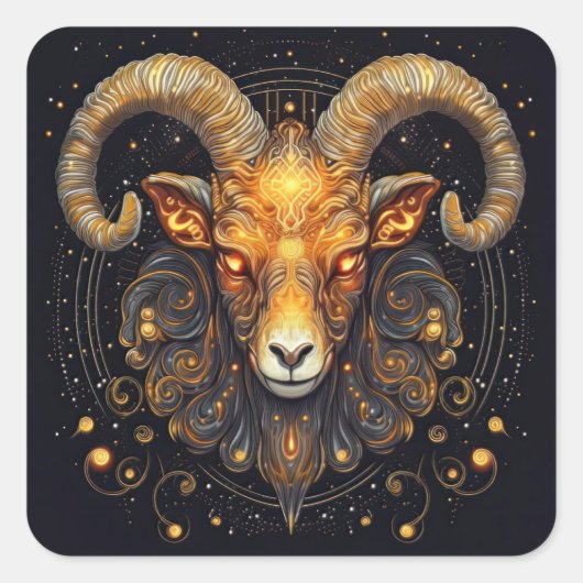 Zodiac Sign Aries Ram Steampunk Quadratischer Aufkleber (Vorderseite)