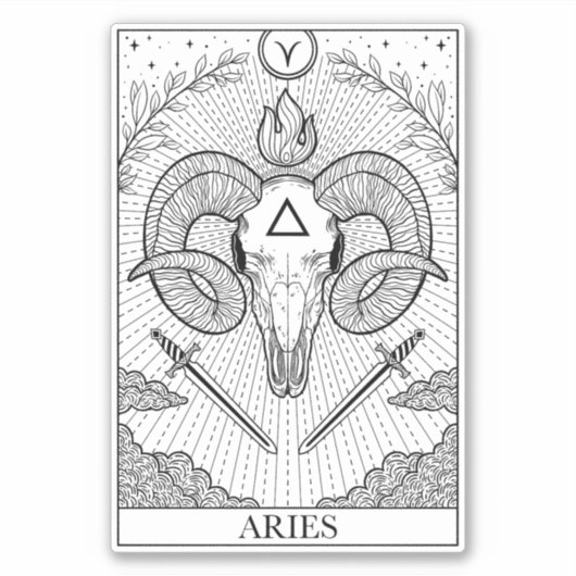 Zodiac sign Aries Tarot Sticker (Vorderseite)
