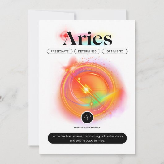 Zodiac Sign ARIES Zitat | Elementfeuer Einladung (Vorderseite)