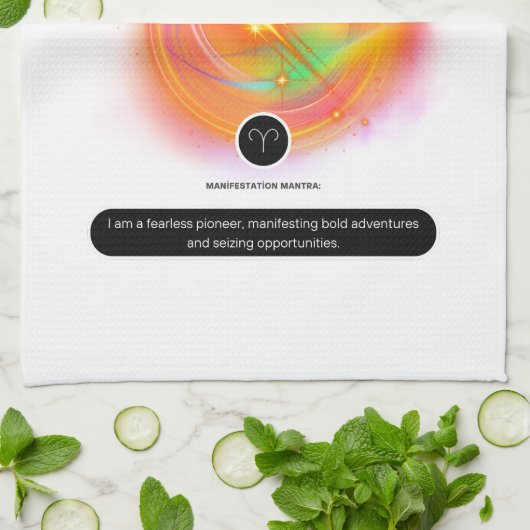 Zodiac Sign ARIES Zitat | Elementfeuer Geschirrtuch (Gefaltet)