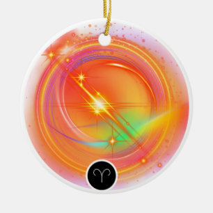Zodiac Sign ARIES Zitat Elementfeuer Keramik Ornament