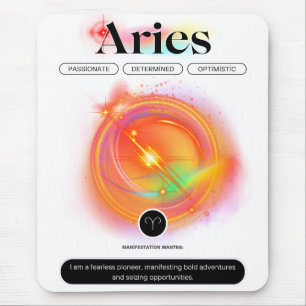 Zodiac Sign ARIES Zitat Elementfeuer Mousepad