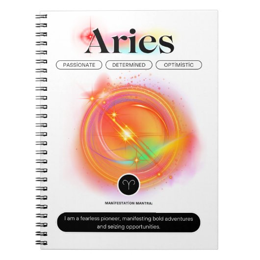 Zodiac Sign ARIES Zitat | Elementfeuer Notizblock (Vorderseite)