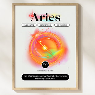 Zodiac Sign ARIES Zitat   Elementfeuer Poster