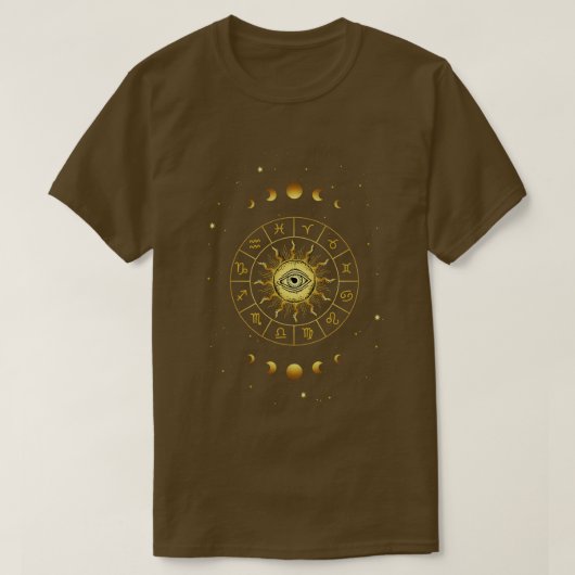 Zodiac Sign Astrologie Kosmische Heilige Geometrie T-Shirt (Design vorne)