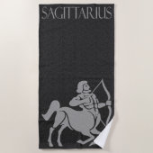 Zodiac Sign Black und Gray Sagittarius Horse Man Strandtuch (Vorderseite)