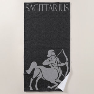 Zodiac Sign Black und Gray Sagittarius Horse Man Strandtuch
