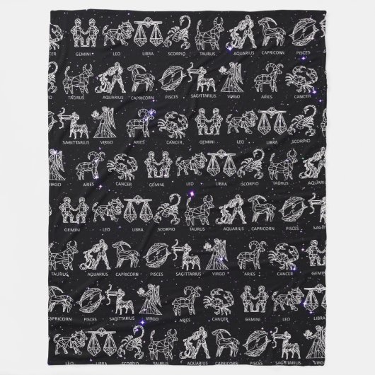 Zodiac Sign Blanket (schwarz) Fleecedecke (Vorderseite)
