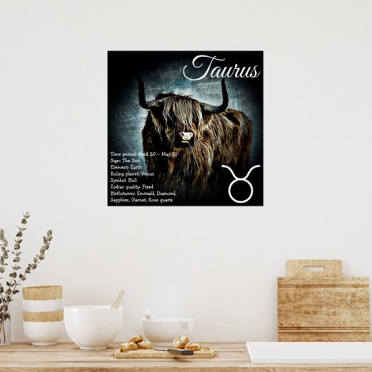Zodiac Sign Bull Symbol Taurus Astrologie Poster (Küche)