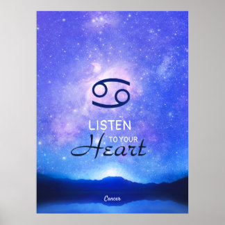 Zodiac Sign Cancer Dreamy Star Sky Quote Poster