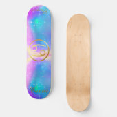 Zodiac Sign Cancer Gold im farbenfrohen Hintergrun Skateboard (Vorderseite)