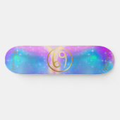 Zodiac Sign Cancer Gold im farbenfrohen Hintergrun Skateboard (Horizontal)