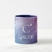 Zodiac Sign CANCER Lila Blue Name Monogram Tasse (Zentrum)