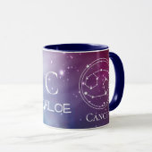 Zodiac Sign CANCER Lila Blue Name Monogram Tasse (VorderseiteRechts)