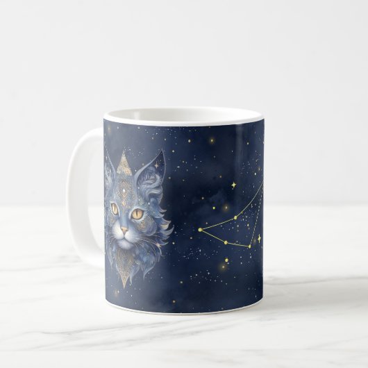 Zodiac Sign Capricorn & Celestial Cat Tasse (Vorderseite Links)