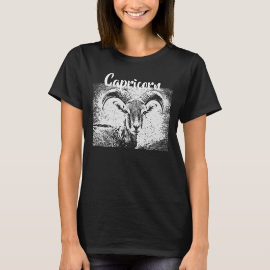 Zodiac Sign Capricorn Ziege Symbol T-Shirt (Vorderseite)