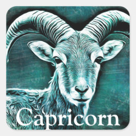 Zodiac Sign Capricorn Ziege Symbol und Horoskop Quadratischer Aufkleber