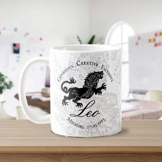 Zodiac Sign Custom Schwarz-weiß Leo Kaffeetasse
