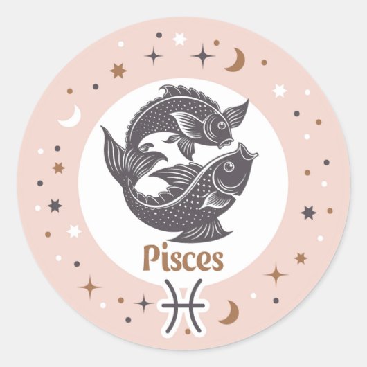 Zodiac Sign Fisces Runder Aufkleber (Vorderseite)