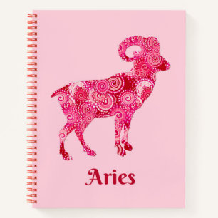 Zodiac Sign for Aries in einem korallenroten Muste Notizblock