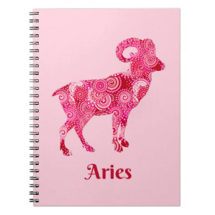 Zodiac Sign for Aries in einem korallenroten Muste Notizblock
