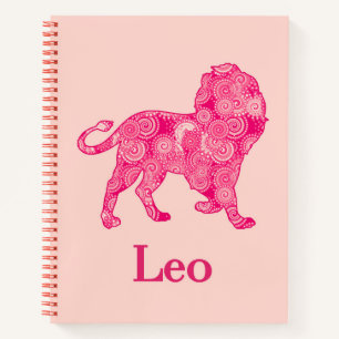 Zodiac Sign for Leo im Red Fraktal Journal Notizblock