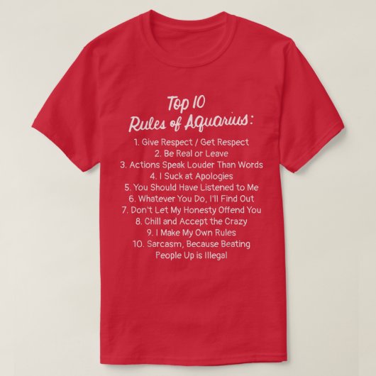 Zodiac Sign Funny Top 10 Rules Of Aquarius 2585  (Design vorne)